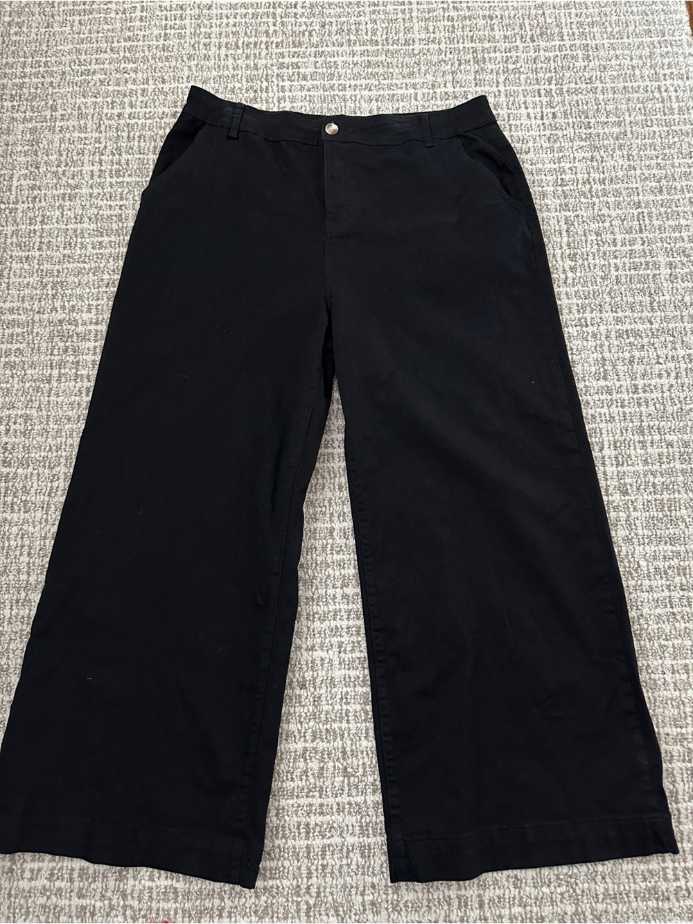Petal and Pup Black Cotton & Elastane Wide Leg High Rise Women's Pants, Sz 20"